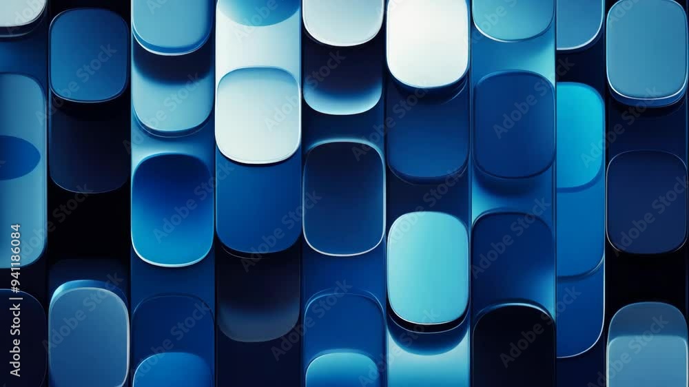 Poster abstract 3d blue plates arranged in a checkerboard pattern