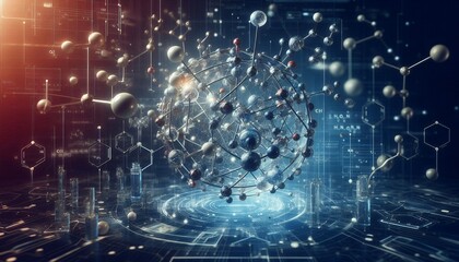 Closeup of an abstract biological and scientific molecular structure concept