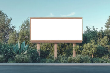 Fototapeta premium Tropical foliage mockup with blank billboard sign isolated on transparent background, ideal for outdoor advertising, marketing, and signage design.