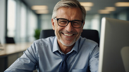 Fototapeta premium businessman working on laptop in office-2