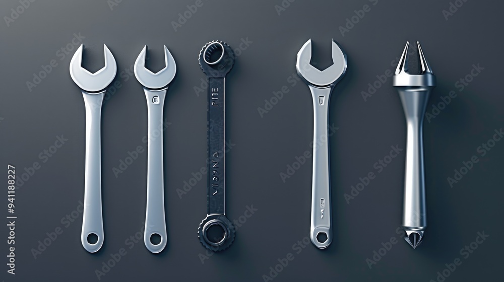Aufkleber a collection of wrenches arranged side by side, ideal for diy projects and toolboxes