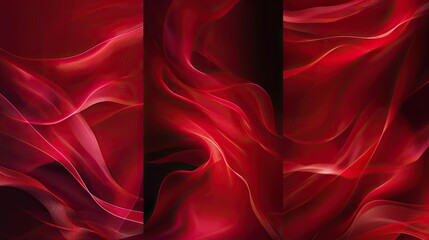 Abstract banner set in red, three paints