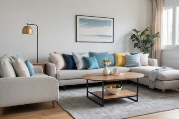 Modern Living Room with Sectional Sofa and Coffee Table