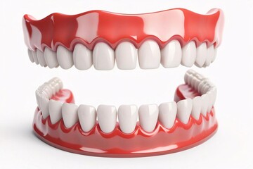 Obraz premium 3D model of human teeth with gums, isolated on white background.