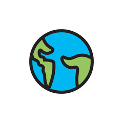 Obraz premium Earth flat icon design vector illustration, planet earth symbol design illustration, isolated on white background. 