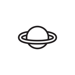 Simple outline flat icon of saturn vector design illustration, isolated on white background. 