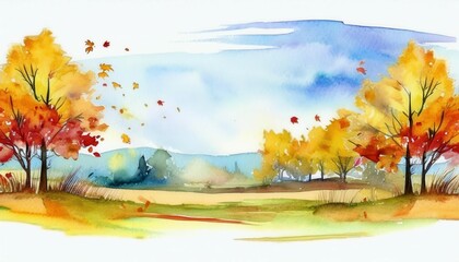 Autumn landscape in painting style