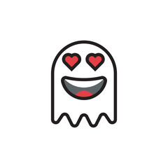 Love ghose cartoon character flat ocon vector design illustration, cute monster Halloween icon design. 