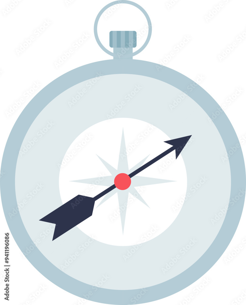 Poster simple compass illustration with a directional arrow, symbolizing navigation and guidance.