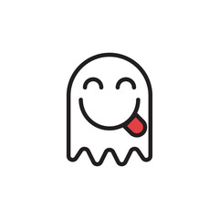 Melted ghost vector design illustration, sinole ghost cartoon character icon desing. 