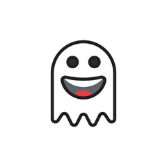 Smile ghost character flat icon vector design illustration, Halloween event vector design. 
