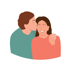 Happy Romantic Couple together. Warm,loving relationships. Woman and Man. Flat vector illustration