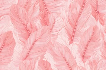 A seamless pattern of flamingo feathers in soft pink with delicate texture, AI Generated