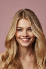 Naklejka premium A woman with blonde hair and a bright smile