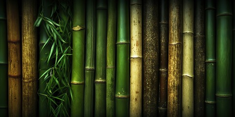 Fototapeta premium Green forest jungle surface wall background texture asian style view