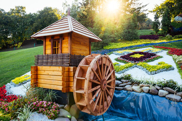 wooden house with flowers