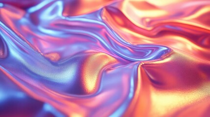 Obraz premium iridescent crumpled plastic texture holographic cdlike surface abstract geometric patterns futuristic material design prismatic light effects