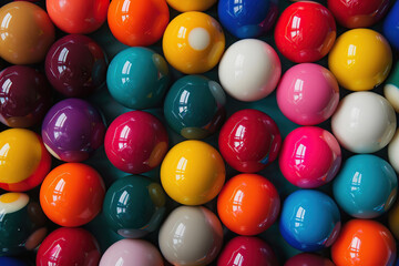 Colorful billiard balls on snooker table