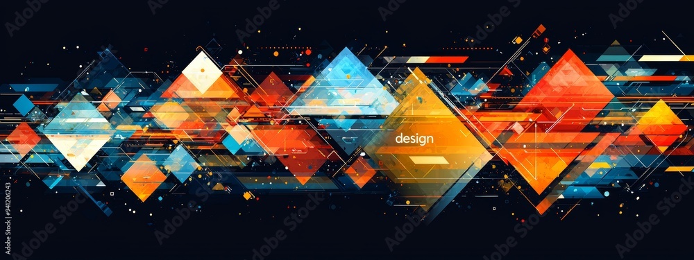 Poster an abstract geometric wallpaper background with bright overlapping lines, suitable for a wallpaper b