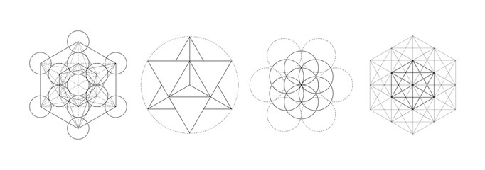 Mystical sacred geometry vector symbos set. Spirituality, harmony