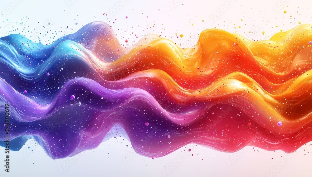 Poster a computer style with different modern waves, mixed colors, and generative stock