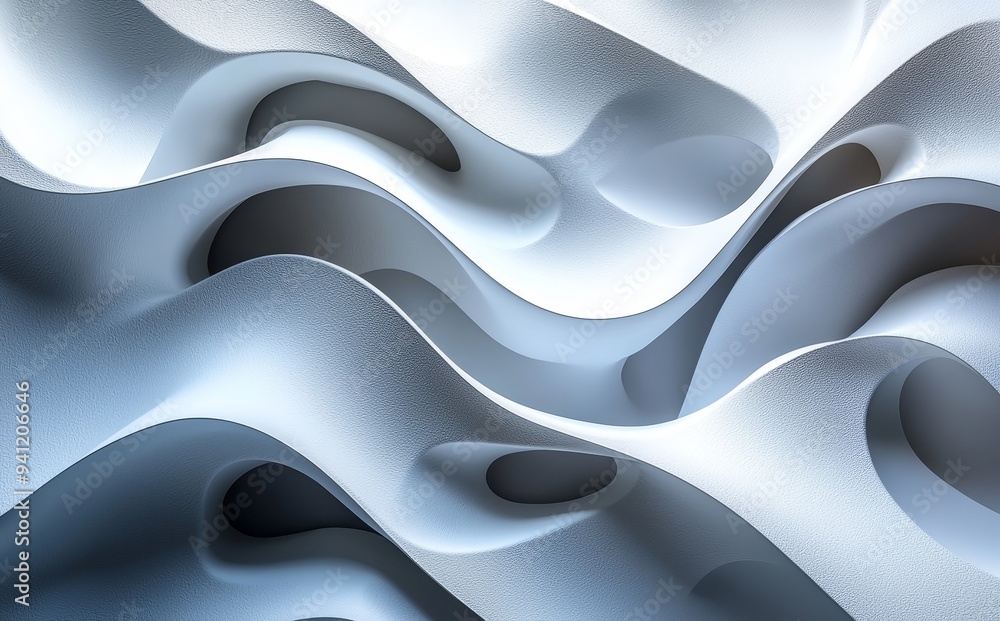 Poster Background of white abstract shapes with dynamic layering.