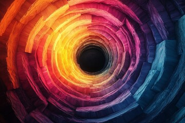 Obraz premium An illustration of brightly colored geometric fractal circles with textured patterns