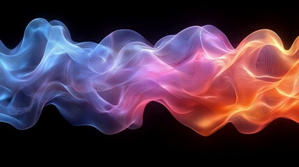 Obraz premium Black background with a colorful light wave. Stock image
