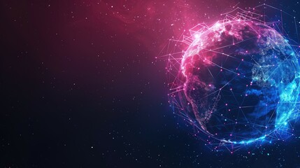 Glowing Earth with Network Connections and Stars