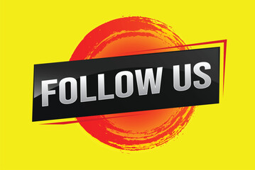 Follow us word text concept icon logo sign symbol vector note memo 3d best big sale style for use landing page, template, note, web, mobile app, poster, banner, flyer, speak, gift card, coupon

