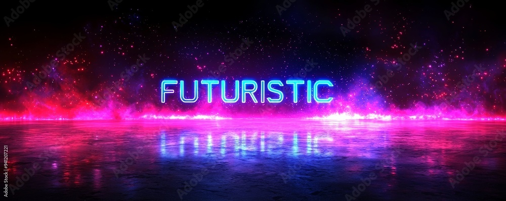 Poster the design of the 3d blue pink techno abstract background overlap layer is set on dark space with gl