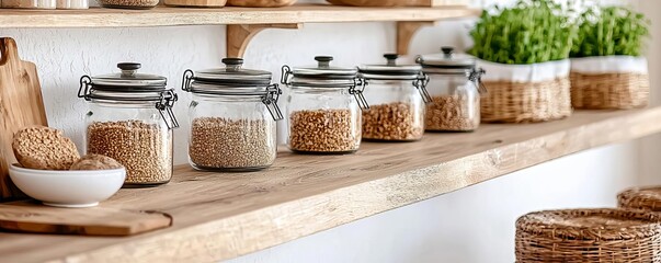 Rustic kitchen with wooden countertops, open shelving, and earthy tones, blending tradition with modern comfort