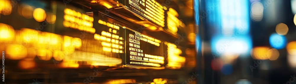 Poster a vibrant close-up of a digital display in an urban setting, showcasing technological advancements a