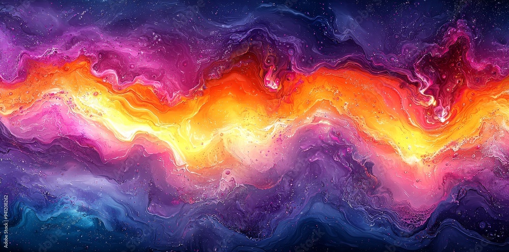 Poster the dazzling array of glittering particles adds depth and dimension to the bold lines and radiant hu