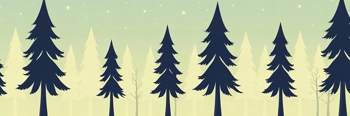 a close up of a forest with trees and a sky background.