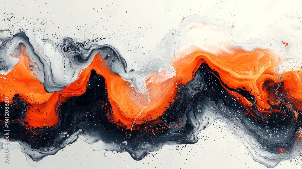 Poster a gradient trendy fluid ink painting colorful on canvas texture background wallpaper, a wave colorfu