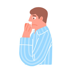 Vector illustration of a man with his hands on his face and a worried expression_3