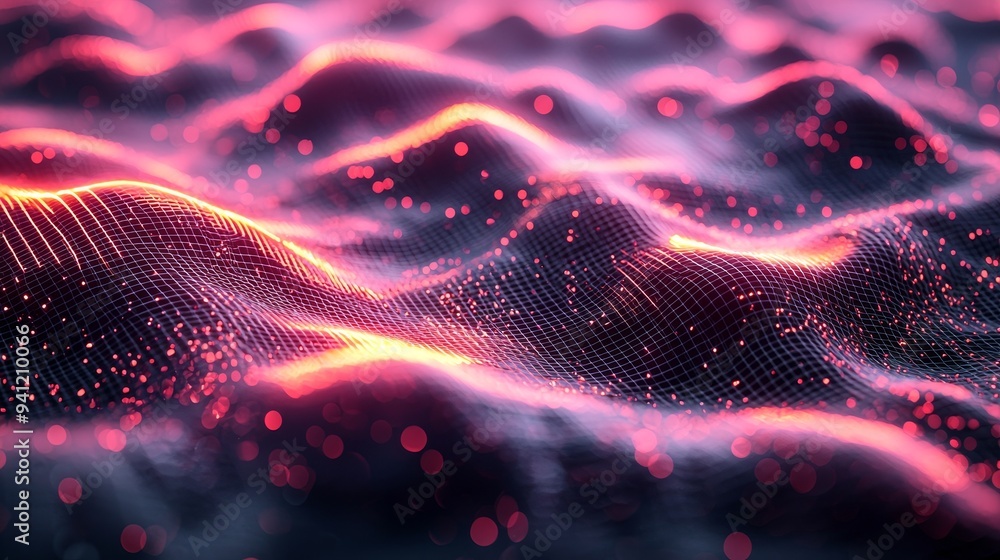 Leinwandbilder An abstract pattern in pink and blue with wave-like textures and geometric shapes, creating a vibrant, dynamic visual effect.