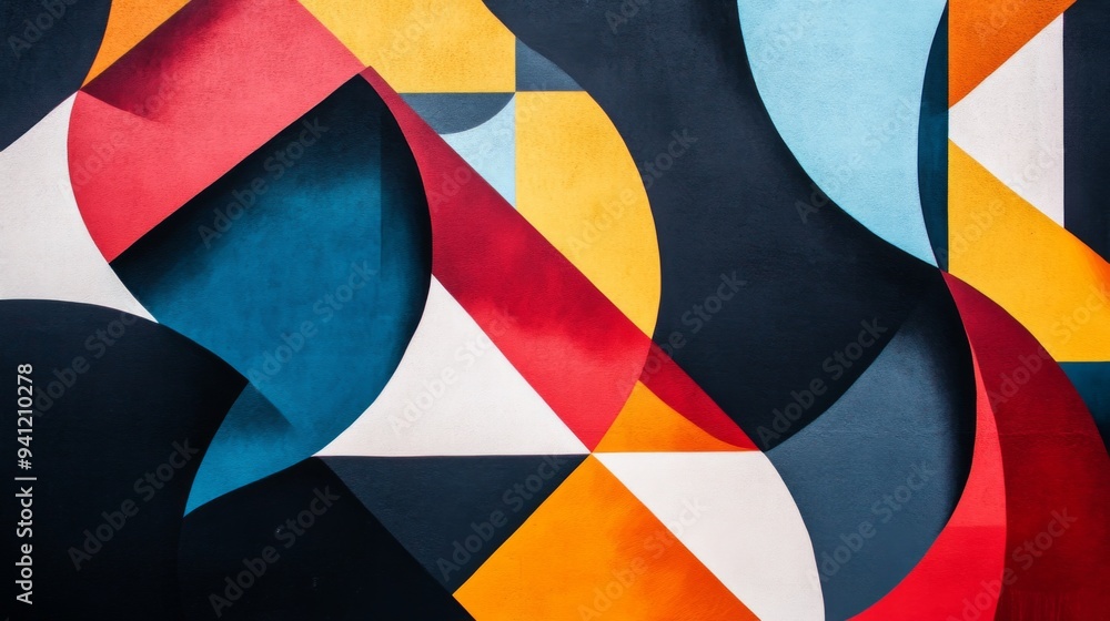 Leinwandbilder a close-up of an abstract design featuring geometric shapes in bold, contrasting colors, creating a 
