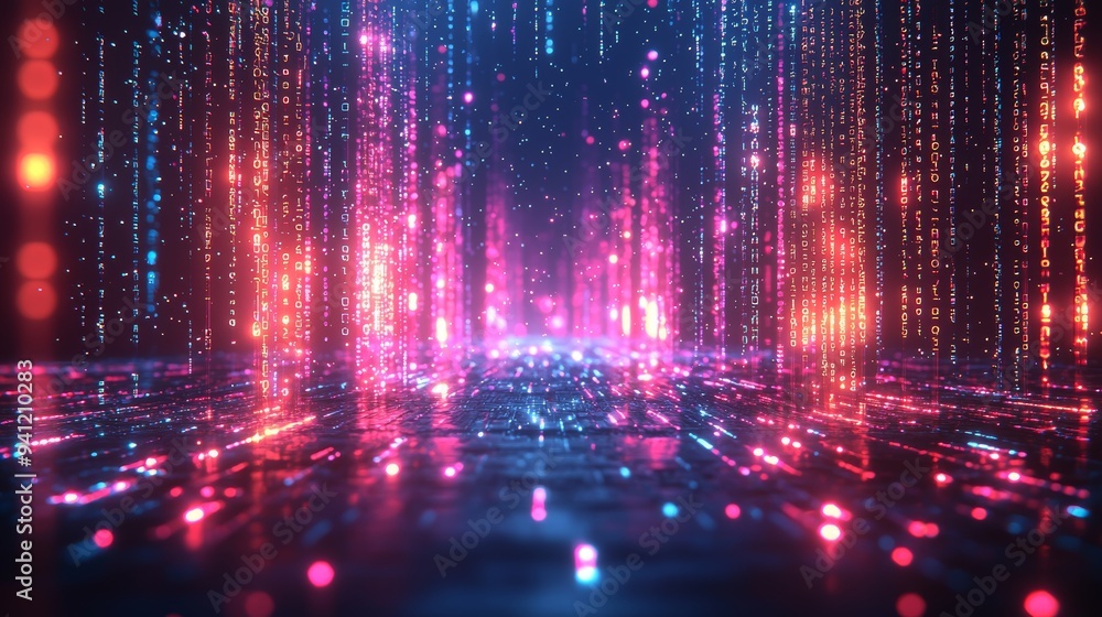 Fototapete featuring futuristic lines and glowing patterns, this abstract digital art creates a vibrant and dyn