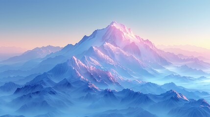 Fototapeta premium A Mountain Range Bathed in Soft Pink and Blue Light at Sunrise