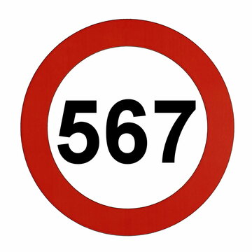 Illustration des Stra&szlig;enverkehrszeichens "Maximale Geschwindigkeit 567 Kilometer pro Stunde"