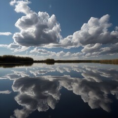 clouds reflected in water