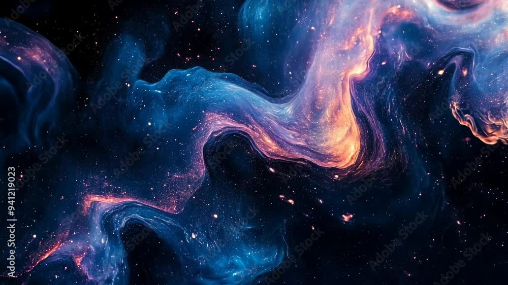 Wall mural abstract purple blue cosmic clouds on dark background