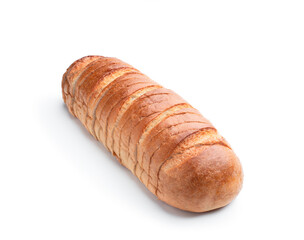 Sliced white loaf of bread isolated on white background