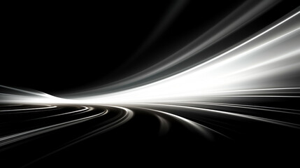 黒背景に躍動感のある白の曲線の背景