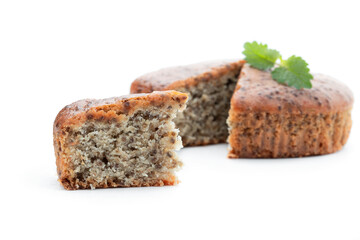 Delicious chia seeds mini pie isolated on white