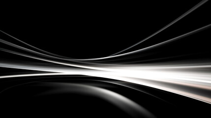 Fototapeta premium 黒背景に躍動感のある白の曲線の背景