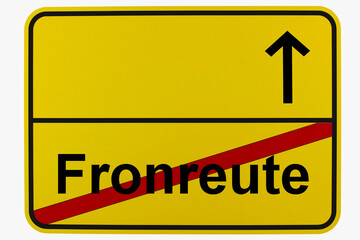 Illustration eines Ortsausgangsschildes von Fronreute in Baden-Württemberg