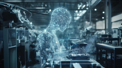 Fototapeta premium Big data analysis and automation technology in business and industrial manufacturing concept on virtual screen